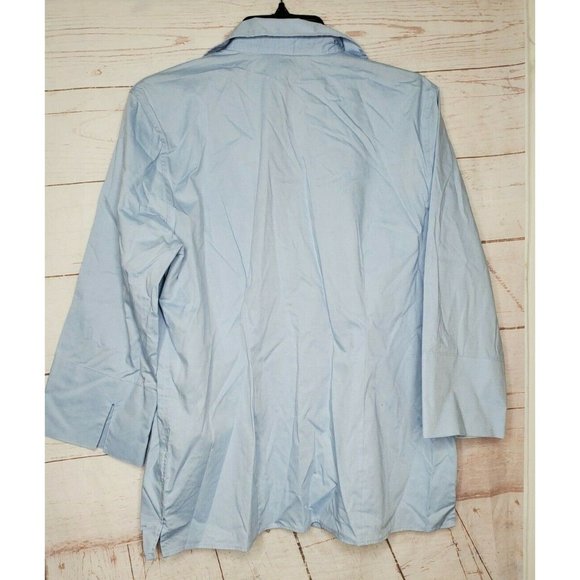 The Outfitters Lands End Pinpoint Oxford Repassage Superflu 1/4 Sleeve 16 Shirt - Picture 5 of 12